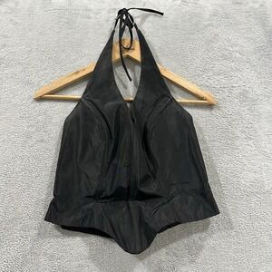 JR Nites Black Corset Halter Top 6 Vtg USA Made Satin Evening Goth Whimsygoth